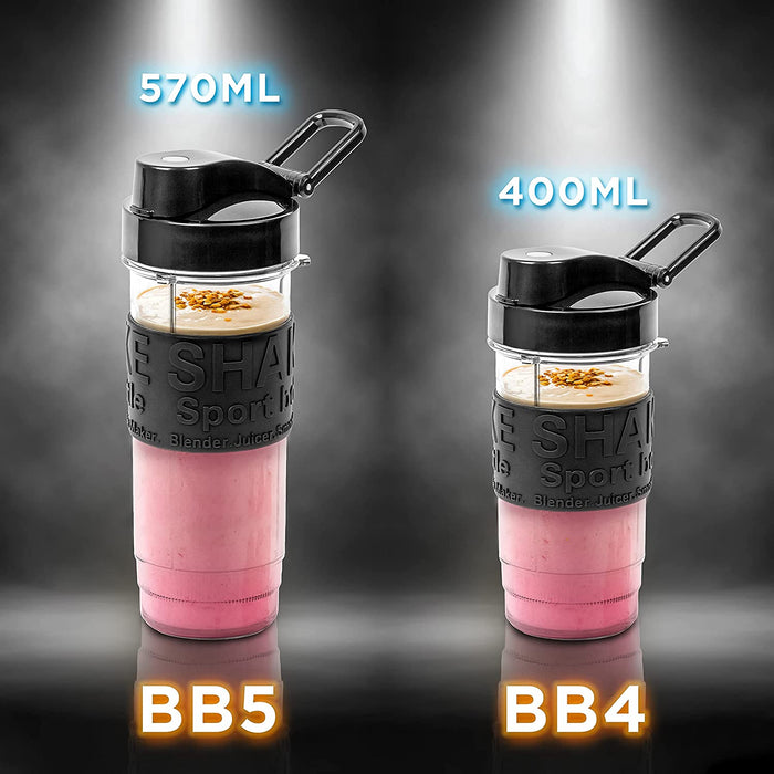 Duronic BB4 Buteka 400 ml bidon do blenderów Duronic BL510 i BL520 | wolna od BPA | na wodę koktajle proteinowe, smoothie i inne napoje