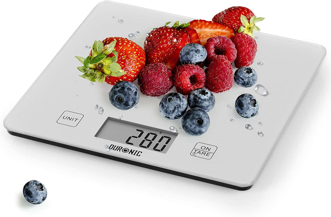 Duronic KS1080 Elektroniczna waga kuchenna płaska | 10 kg | srebrna | cyfrowy wyświetlacz