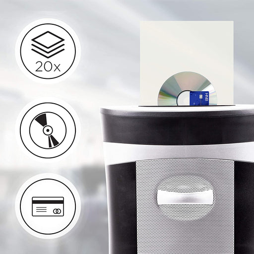 Duronic PS591 Niszczarka do dokumentów kart CD DVD do domu i biura, z dużym koszem 33 l , wbudowane kółka i ochrona przed przegrzaniem