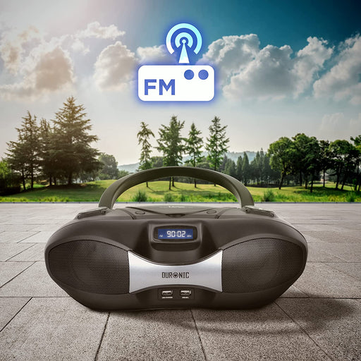 Duronic RCD6200 Boombox odtwarzacz CD i przenośne radio FM AM odważanie z USB pendrive komunikacja Bluetooth odtwarzacz MP3 AUX ładowanie telefonu komórkowego